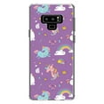 thumbnail image 1 of DistinctInk Clear Shockproof Hybrid Case for Samsung Galaxy Note 9 - TPU Bumper, Acrylic Back, Tempered Glass Screen Protector - Unicorn Rainbow Wand Pattern - Purple, 1 of 5