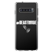 DistinctInk Clear Shockproof Hybrid Case for Samsung Galaxy S10 6.1" Screen - TPU Bumper Acrylic Back Tempered Glass Screen Protector - #Beastmode Beast Mode