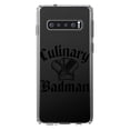 thumbnail image 1 of DistinctInk Clear Shockproof Hybrid Case for Samsung Galaxy S10 (6.1" Screen) - TPU Bumper Acrylic Back Tempered Glass Screen Protector - Culinary Badman, 1 of 2