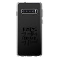thumbnail image 1 of DistinctInk Clear Shockproof Hybrid Case for Samsung Galaxy S10 (6.1" Screen) - TPU Bumper Acrylic Back Tempered Glass Screen Protector - First My Mother, Forever My Friend, 1 of 2