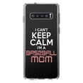 thumbnail image 1 of DistinctInk Clear Shockproof Hybrid Case for Samsung Galaxy S10 (6.1" Screen) - TPU Bumper Acrylic Back Tempered Glass Screen Protector - Can't Keep Calm I'm a Baseball mom, 1 of 2