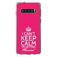 thumbnail image 1 of DistinctInk Clear Shockproof Hybrid Case for Samsung Galaxy S10 (6.1" Screen) - TPU Bumper, Acrylic Back, Tempered Glass Screen Protector - Can't Keep Calm I'm Getting Married, 1 of 2