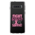 thumbnail image 1 of DistinctInk Clear Shockproof Hybrid Case for Samsung Galaxy S10 (6.1" Screen) - TPU Bumper Acrylic Back Tempered Glass Screen Protector - Pink Ribbon Cancer - Fight Believe Hope Survive, 1 of 2
