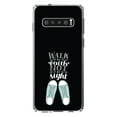 thumbnail image 1 of DistinctInk Clear Shockproof Hybrid Case for Samsung Galaxy S10 (6.1" Screen) - TPU Bumper, Acrylic Back, Tempered Glass Screen Protector - Walk By Faith Not By Sign - Sneakers, 1 of 2