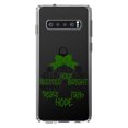 thumbnail image 1 of DistinctInk Clear Shockproof Hybrid Case for Samsung Galaxy S10+ PLUS (6.4" Screen) - TPU Bumper Acrylic Back Tempered Glass Screen Protector - Christmas Words Ornament Black Green, 1 of 2