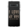 thumbnail image 1 of DistinctInk Clear Shockproof Hybrid Case for Samsung Galaxy S10+ PLUS (6.4" Screen) - TPU Bumper Acrylic Back Tempered Glass Screen Protector - I Love When My Wife Lets Me Buy Cigars, 1 of 2