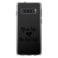 thumbnail image 1 of DistinctInk Clear Shockproof Hybrid Case for Samsung Galaxy S10+ PLUS (6.4" Screen) - TPU Bumper Acrylic Back Tempered Glass Screen Protector - Mom Life is the Best Life - Heart, 1 of 2
