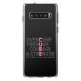 thumbnail image 1 of DistinctInk Clear Shockproof Hybrid Case for Samsung Galaxy S10+ PLUS (6.4" Screen) - TPU Bumper Acrylic Back Tempered Glass Screen Protector - Pink Ribbon Cancer - Cure Word Art, 1 of 2