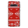 thumbnail image 1 of DistinctInk Clear Shockproof Hybrid Case for Samsung Galaxy S10+ PLUS(6.4" Screen) - TPU Bumper, Acrylic Back, Tempered Glass Screen Protector - Red White Ugly Christmas Sweater - Christmas All Year, 1 of 2