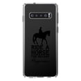 thumbnail image 1 of DistinctInk Clear Shockproof Hybrid Case for Samsung Galaxy S10+ PLUS (6.4" Screen) - TPU Bumper Acrylic Back Tempered Glass Screen Protector - Ride A Horse for Instant Happiness, 1 of 2