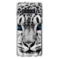thumbnail image 1 of DistinctInk Clear Shockproof Hybrid Case for Samsung Galaxy S10+ PLUS(6.4" Screen) - TPU Bumper, Acrylic Back, Tempered Glass Screen Protector - Snow Leopard Blue Eyes - Animal Print, 1 of 2