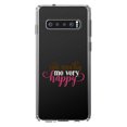 thumbnail image 1 of DistinctInk Clear Shockproof Hybrid Case for Samsung Galaxy S10+ PLUS (6.4" Screen) - TPU Bumper Acrylic Back Tempered Glass Screen Protector - You Mocha Me Very Happy, 1 of 2
