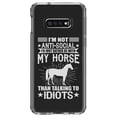thumbnail image 1 of DistinctInk Clear Shockproof Hybrid Case for Samsung Galaxy S10e (5.8" Screen) - TPU Bumper Acrylic Back Tempered Glass Screen Protector - Not Anti Social - Rather Be With My Horse, 1 of 2