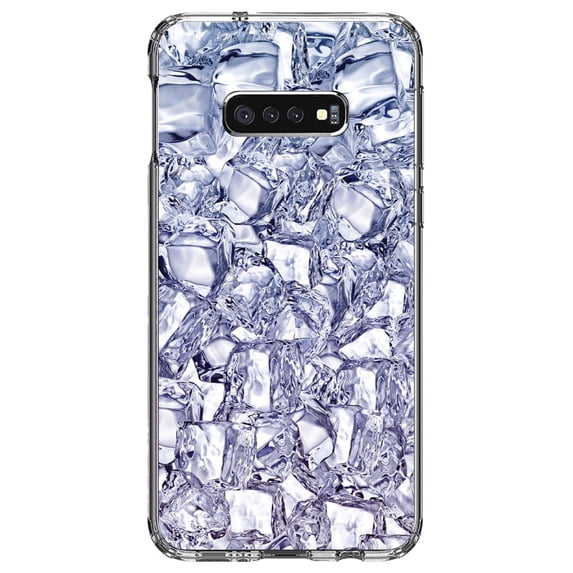DistinctInk Clear Shockproof Hybrid Case for Samsung Galaxy S10e (5.8" Screen) - TPU Bumper, Acrylic Back, Tempered Glass Screen Protector - Crystal Clear Ice Image Print
