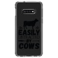 thumbnail image 1 of DistinctInk Clear Shockproof Hybrid Case for Samsung Galaxy S10e (5.8" Screen) - TPU Bumper Acrylic Back Tempered Glass Screen Protector - Easily Distracted By Cows, 1 of 2