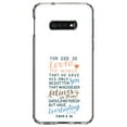 thumbnail image 1 of DistinctInk Clear Shockproof Hybrid Case for Samsung Galaxy S10e (5.8" Screen) - TPU Bumper, Acrylic Back, Tempered Glass Screen Protector - John 3:16 - For God So Loved The World, 1 of 2