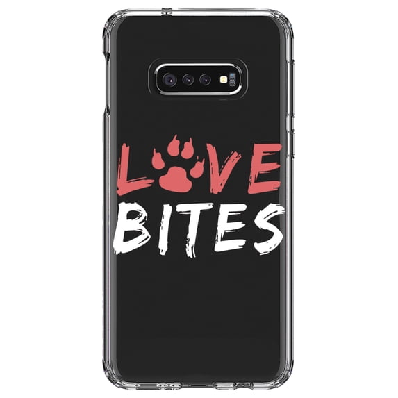 DistinctInk Clear Shockproof Hybrid Case for Samsung Galaxy S10e (5.8" Screen) - TPU Bumper Acrylic Back Tempered Glass Screen Protector - Love Bits - Dog Paw