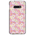 thumbnail image 1 of DistinctInk Clear Shockproof Hybrid Case for Samsung Galaxy S10e (5.8" Screen) - TPU Bumper, Acrylic Back, Tempered Glass Screen Protector - Preppy Pattern - Yellow White Pink Flowers Floral, 1 of 2