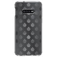 thumbnail image 1 of DistinctInk Clear Shockproof Hybrid Case for Samsung Galaxy S10e (5.8" Screen) - TPU Bumper, Acrylic Back, Tempered Glass Screen Protector - Silver Grey Black White Damask - Floral Damask Pattern, 1 of 2