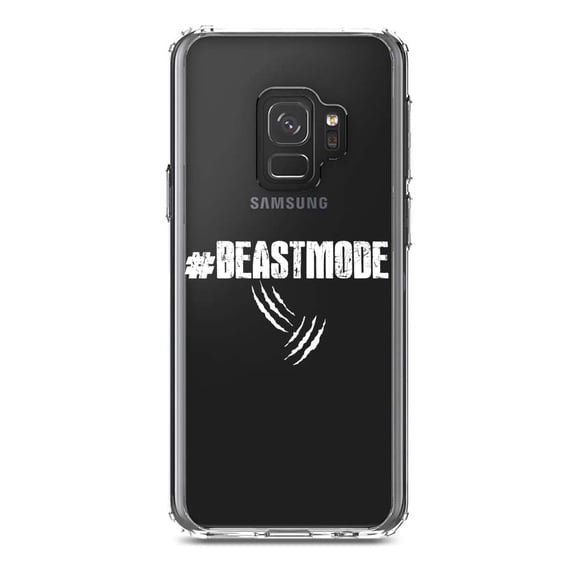 DistinctInk Clear Shockproof Hybrid Case for Samsung Galaxy S9 (5.8" Screen) - TPU Bumper Acrylic Back Tempered Glass Screen Protector - #Beastmode Beast Mode