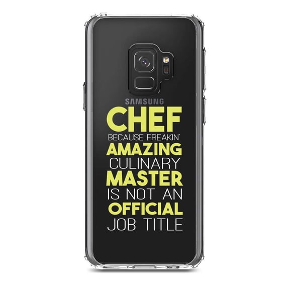 DistinctInk Clear Shockproof Hybrid Case for Samsung Galaxy S9 (5.8" Screen) - TPU Bumper Acrylic Back Tempered Glass Screen Protector - Chef Amazing Culinary Master