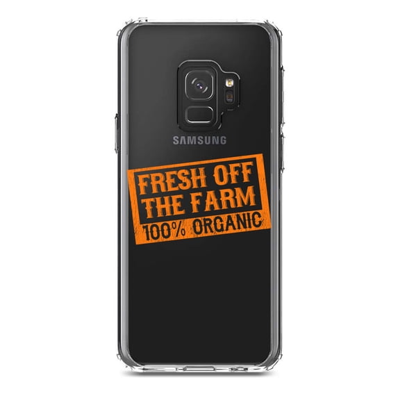 DistinctInk Clear Shockproof Hybrid Case for Samsung Galaxy S9 (5.8" Screen) - TPU Bumper Acrylic Back Tempered Glass Screen Protector - Fresh Off the Farm 100% Organic