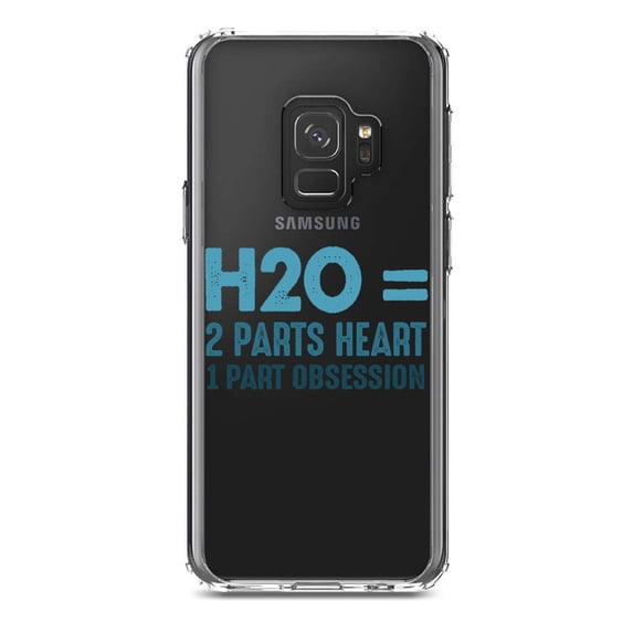 DistinctInk Clear Shockproof Hybrid Case for Samsung Galaxy S9 (5.8" Screen) - TPU Bumper Acrylic Back Tempered Glass Screen Protector - H20 = 2 Parts Heart 1 Part Obsession