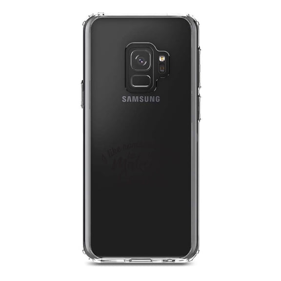 DistinctInk Clear Shockproof Hybrid Case for Samsung Galaxy S9 (5.8" Screen) - TPU Bumper Acrylic Back Tempered Glass Screen Protector - I Like Romantic Walks to the Makeup Counter