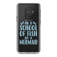 thumbnail image 1 of DistinctInk Clear Shockproof Hybrid Case for Samsung Galaxy S9 (5.8" Screen) - TPU Bumper Acrylic Back Tempered Glass Screen Protector - In a School of Fish Be a Mermaid, 1 of 5