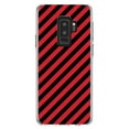 thumbnail image 1 of DistinctInk Clear Shockproof Hybrid Case for Samsung Galaxy S9+ PLUS (6.2" Screen) - TPU Bumper, Acrylic Back, Tempered Glass Screen Protector - Black Red Diagonal Stripes, 1 of 5