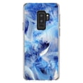 thumbnail image 1 of DistinctInk Clear Shockproof Hybrid Case for Samsung Galaxy S9+ PLUS (6.2" Screen) - TPU Bumper, Acrylic Back, Tempered Glass Screen Protector - Blue Feathers, 1 of 5