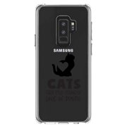DistinctInk Clear Shockproof Hybrid Case for Samsung Galaxy S9+ PLUS 6.2" Screen - TPU Bumper Acrylic Back Tempered Glass Screen Protector - Cats Are My Favorite Kind of People