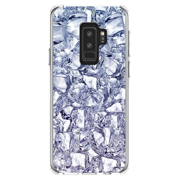 DistinctInk Clear Shockproof Hybrid Case for Samsung Galaxy S9+ PLUS (6.2" Screen) - TPU Bumper, Acrylic Back, Tempered Glass Screen Protector - Crystal Clear Ice Image Print