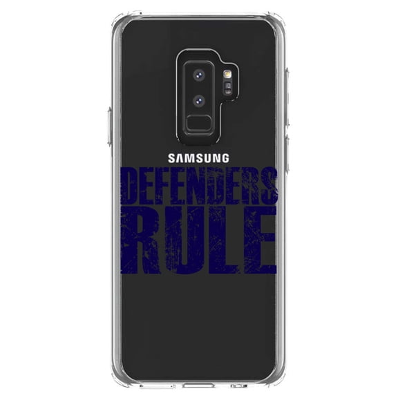 DistinctInk Clear Shockproof Hybrid Case for Samsung Galaxy S9+ PLUS (6.2" Screen) - TPU Bumper Acrylic Back Tempered Glass Screen Protector - Defenders Rule