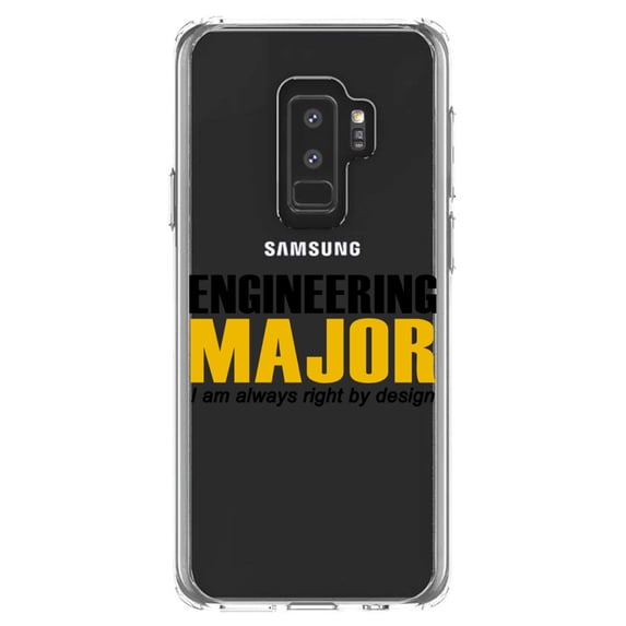 DistinctInk Clear Shockproof Hybrid Case for Samsung Galaxy S9+ PLUS (6.2" Screen) - TPU Bumper Acrylic Back Tempered Glass Screen Protector - Engineering Major Always Right By Design