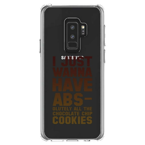 DistinctInk Clear Shockproof Hybrid Case for Samsung Galaxy S9+ PLUS (6.2" Screen) - TPU Bumper Acrylic Back Tempered Glass Screen Protector - I Just Wanna Have ABS-olutely All The Cookies