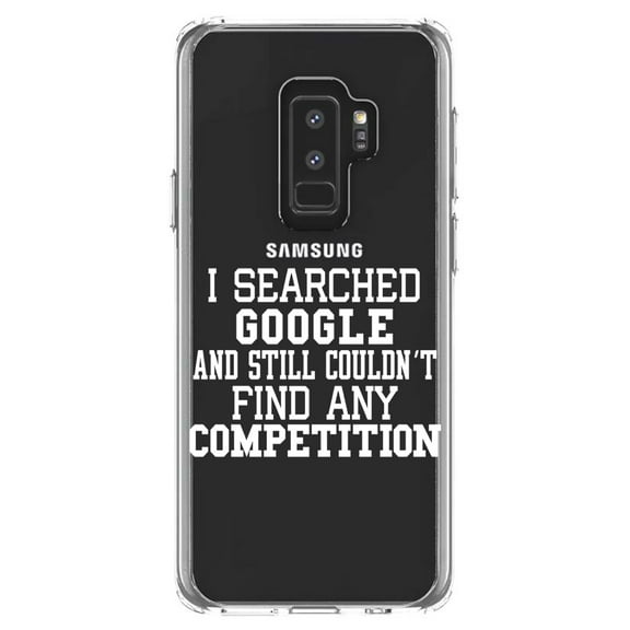 DistinctInk Clear Shockproof Hybrid Case for Samsung Galaxy S9+ PLUS (6.2" Screen) - TPU Bumper Acrylic Back Tempered Glass Screen Protector - I Searched and Couldn't Find Competition