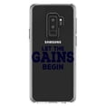 thumbnail image 1 of DistinctInk Clear Shockproof Hybrid Case for Samsung Galaxy S9+ PLUS (6.2" Screen) - TPU Bumper Acrylic Back Tempered Glass Screen Protector - Let the Gains Begin, 1 of 5