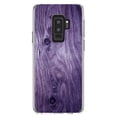 thumbnail image 1 of DistinctInk Clear Shockproof Hybrid Case for Samsung Galaxy S9+ PLUS (6.2" Screen) - TPU Bumper, Acrylic Back, Tempered Glass Screen Protector - Purple Weathered Wood Grain Print - Printed Wood Image, 1 of 5