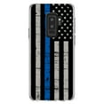 thumbnail image 1 of DistinctInk Clear Shockproof Hybrid Case for Samsung Galaxy S9+ PLUS (6.2" Screen) - TPU Bumper, Acrylic Back, Tempered Glass Screen Protector - Weathered Thin Blue Line US Flag - First Responders, 1 of 5