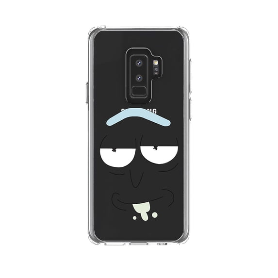 DistinctInk Clear Shockproof Hybrid Case for Samsung Galaxy S9+ PLUS (6.2" Screen) - TPU Bumper, Acrylic Back, Tempered Glass Screen Protector - "Wubba Lubba Dub Dub" Face