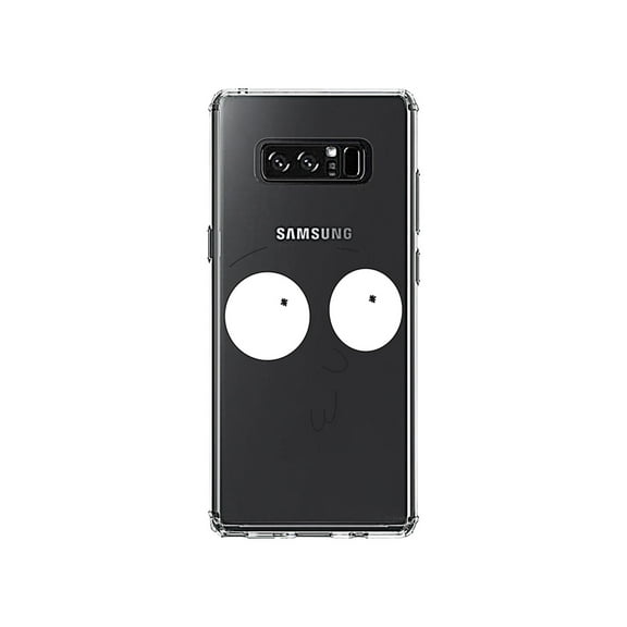 DistinctInk Clear Shockproof Hybrid Case for Samsung Galaxy Note 8 - TPU Bumper, Acrylic Back, Tempered Glass Screen Protector - "Awh Jeez" Face