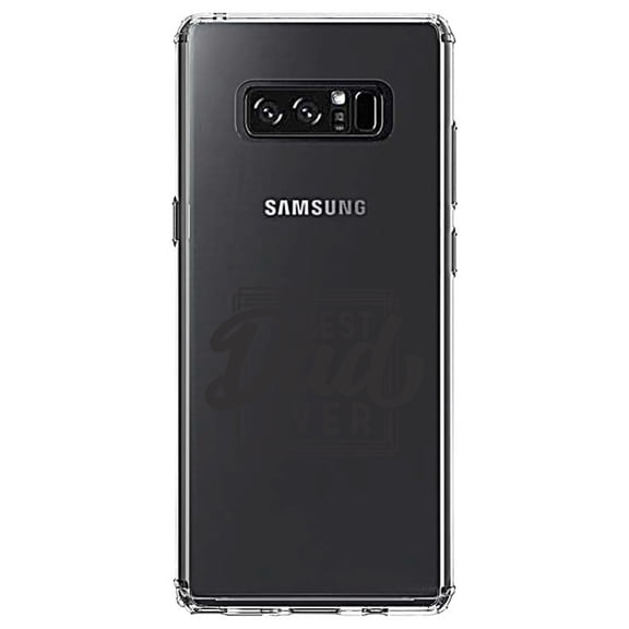 DistinctInk Clear Shockproof Hybrid Case for Samsung Galaxy Note 8 - TPU Bumper Acrylic Back Tempered Glass Screen Protector - Bed Dad Ever Word Art