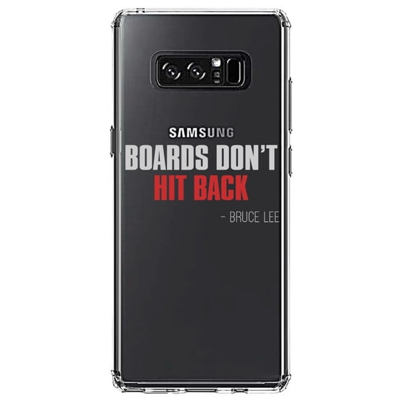 DistinctInk Clear Shockproof Hybrid Case for Samsung Galaxy Note 8 - TPU Bumper Acrylic Back Tempered Glass Screen Protector - Boards Don't Hit Back
