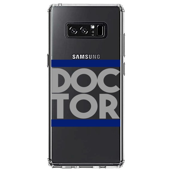 DistinctInk Clear Shockproof Hybrid Case for Samsung Galaxy Note 8 - TPU Bumper Acrylic Back Tempered Glass Screen Protector - DOCTOR Word Art