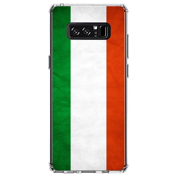 DistinctInk Clear Shockproof Hybrid Case for Samsung Galaxy Note 8 - TPU Bumper, Acrylic Back, Tempered Glass Screen Protector - Hungary Old Flag