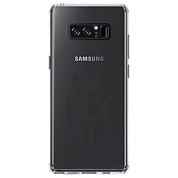 DistinctInk Clear Shockproof Hybrid Case for Samsung Galaxy Note 8 - TPU Bumper Acrylic Back Tempered Glass Screen Protector - Mr. Fix It Wrench