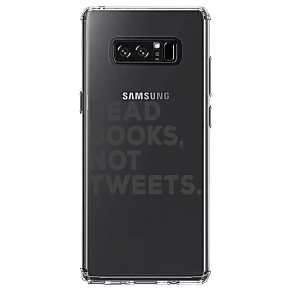DistinctInk Clear Shockproof Hybrid Case for Samsung Galaxy Note 8 - TPU Bumper Acrylic Back Tempered Glass Screen Protector - Read Books, Not Tweets