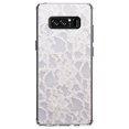 thumbnail image 1 of DistinctInk Clear Shockproof Hybrid Case for Samsung Galaxy Note 8 - TPU Bumper, Acrylic Back, Tempered Glass Screen Protector - White Lace Wedding, 1 of 5