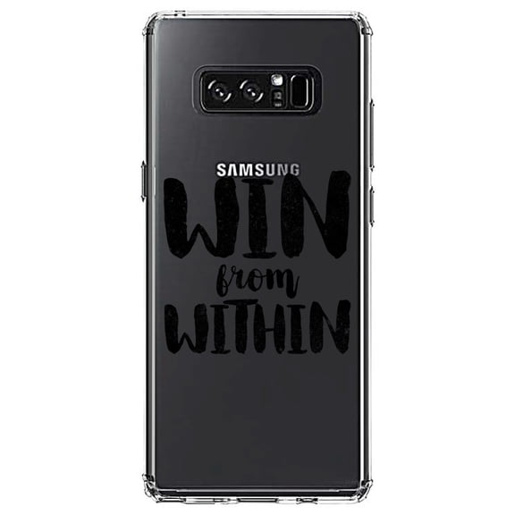 DistinctInk Clear Shockproof Hybrid Case for Samsung Galaxy Note 8 - TPU Bumper Acrylic Back Tempered Glass Screen Protector - Win From Within